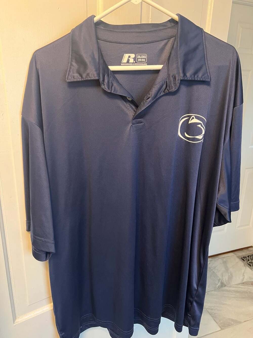 Russell Penn State Nittany Lions Blue Short Sleeve Polo Shirt Men's 2XL